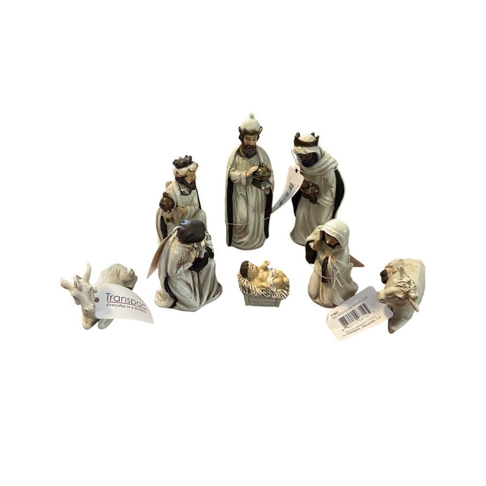 Transpac Resin Nativity Set 8pc Holy Family Wise Men Christmas Figurines